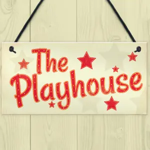 Red Ocean Childs The Playhouse Bedroom Playroom Sign Hanging Wall Plaque Son Daughter Gift For Kids