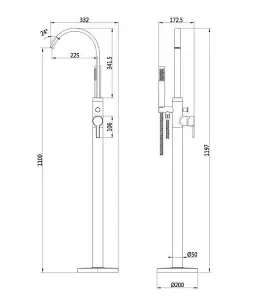 Aquarius Evolution Floorstanding Bath Shower Mixer Tap Brushed Brass