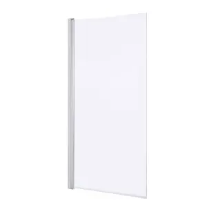 GoodHome calera Straight 1 panel Clear glass silver effect frame Bath screen, (W) 850mm (H) 1400mm