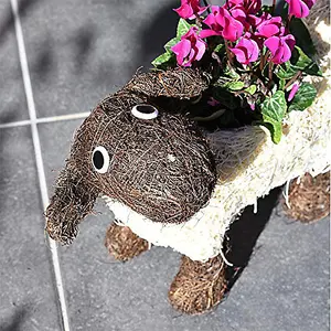 Rattan Sheep Flower Garden Planter