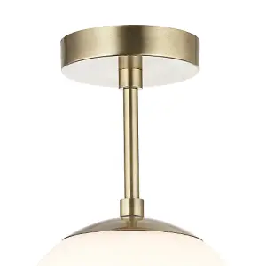 Traditional Glass Globe IP44 Bathroom Ceiling Light Fixture in Antique Brass