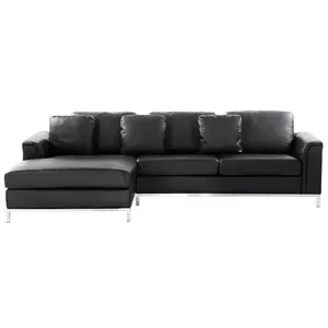 Right-Hand Corner Sofa OSLO Black Leather Right Hand