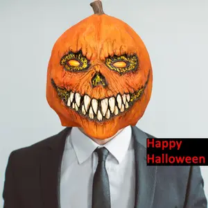 Halloween Pumpkin Latex Mask -  ORANGE