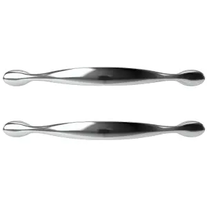 GoodHome Chervil Chrome effect Kitchen cabinets Bow Pull Handle (L)15.86cm (D)35mm, Pack of 2