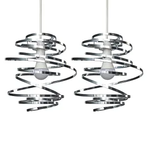 ValueLights Bensson Silver Ceiling Pendant Shade and B22 GLS LED 10W Warm White 3000K Bulb