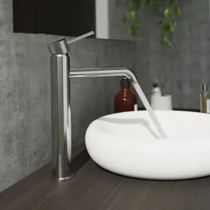 GoodHome Owens XL Chrome effect Round Basin Mono mixer Tap