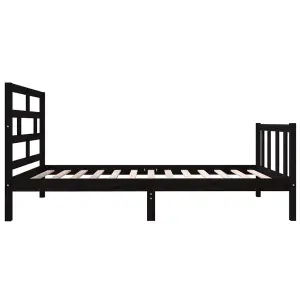 Berkfield Bed Frame Black Solid Wood Pine 90x190 cm 3FT Single