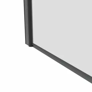 SunDaze 6mm Toughened Safety Glass Straight Pivot Shower Bath Screen with Towel Rail - 1400x800mm Black