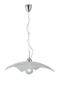 Luminosa Miro Glass Ceiling Pendant, Shiny White, Chrome, E27