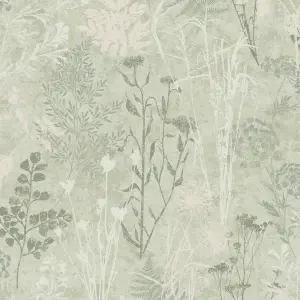 Superfresco Easy Sage Metallic Floral Wallpaper