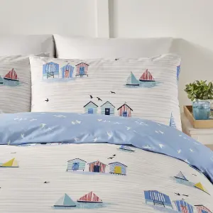 Beach Huts Summer Seaside Print Duvet Cover Set