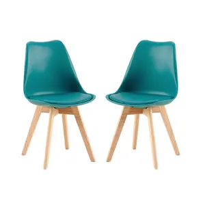 Nero Upholstered Dining Chair (Set of 2) Turquoise / Oak