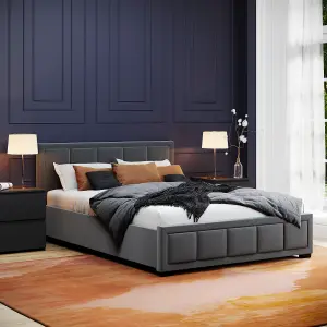 Vida Designs Vanita Double Fabric Bed, Dark Grey