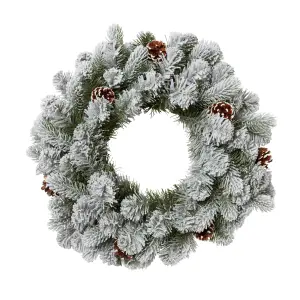 50cm Green Frosted Pinecone Wreath