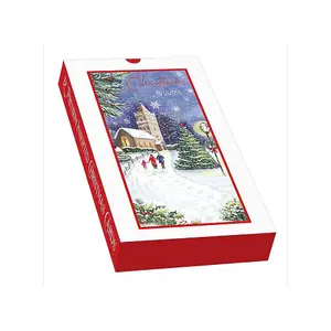 Out Of The Blue Winter Walk Christmas Card (Pack of 12) White/Red (One Size)