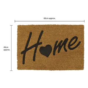 JVL Rubber Embossed PVC Backed Coir Doormat, 40x60cm, Home