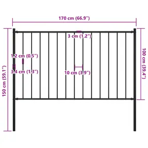 Khine Metal Fence Panels Included Black / 1.7m W x 1m H