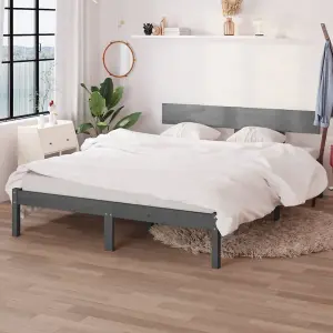 Berkfield Bed Frame Grey Solid Wood Pine 120x200 cm