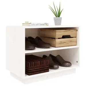 Shoe Cabinet White 60x34x45 cm Solid Wood Pine