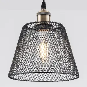 Easy Fit Compact Vintage Metal Lampshade Black Finish, 3 Different Colours, Ceiling fitting Shade