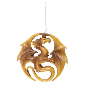 Anne Stokes Dragon Medal Hanging Ornament Gold/Brown (One Size)