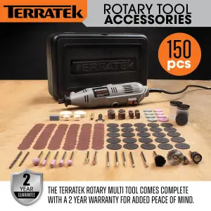 Terratek Rotary Tool Kit 135W& Accessory Set Variable Speed 8000-33000rpm Ideal for DIY Woodwork & Hobby Craft Dremel Compatible