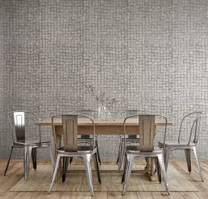 Galerie Urban Classics Taupe Grey Manhattan Metallic Loft Tiles Wallpaper Roll