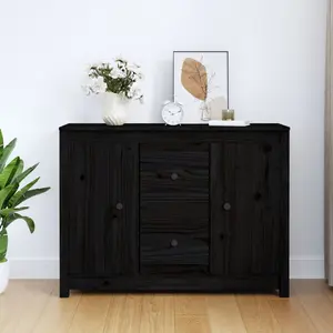 Torres 100Cm 2 Drawer Solid Wood Highboard Black