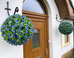 Best Artificial 38cm Blue Lily Hanging Basket Flower Topiary Ball - Suitable for Outdoor Use - Weather & Fade Resistant