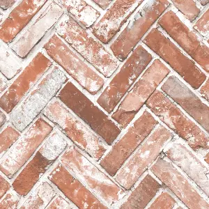 Muriva Red Brick Brick effect Embossed Wallpaper