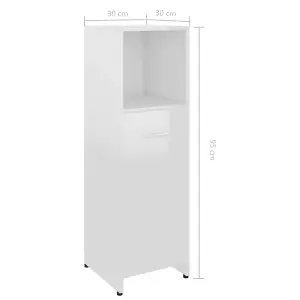 Berkfield Bathroom Cabinet High Gloss White 30x30x95 cm Engineered Wood