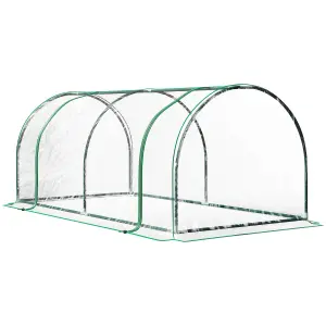 Outsunny Tunnel Greenhouse Grow House Steel Frame PE Transparent 200x100x80 cm