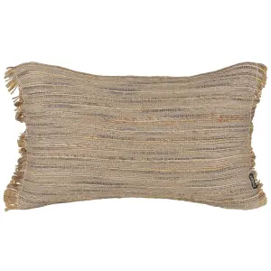 Throw Cushion LEDUM Jute 30 x 50 cm Striped Beige