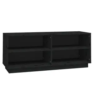 Shoe Cabinet Black 110x34x45 cm Solid Wood Pine