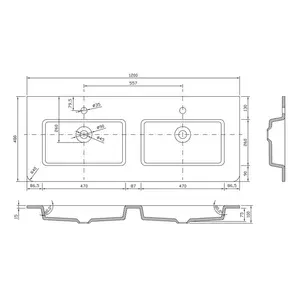 Stanhope 1200mm Double Bathroom Vanity with Integrated Glass Basin White