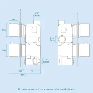 Nes Home Temel Bathroom 1 Way Concealed Thermostatic Shower Valve Mixer Head