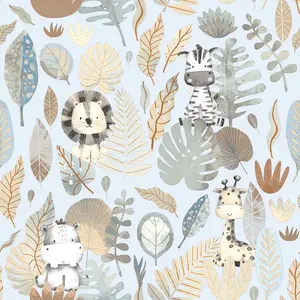 Galerie Little Explorers 2 Blue Savannah Jungle Wallpaper Roll