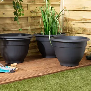 Wham Pack 4 Bell Pot 44cm Round Plastic Planter Slate