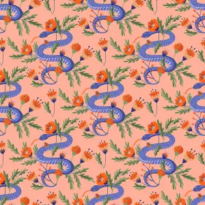 Bobbi Beck eco-friendly pink colourful snake wallpaper