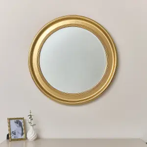 Melody Maison Large Round Gold Vintage Wall Mirror 80cm x 80cm