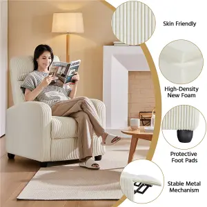 Yaheetech Beige Upholstered Recliner Chair with Pocket Spring