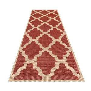 Modern Geometric Easy to Clean Flatweave Anti-Slip Red Rug for Dining Room-160cm X 225cm