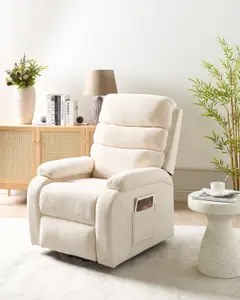 Electric Recliner Chair RISE Fabric Light Beige