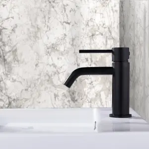 Nes Home Round Single Lever Bathroom Basin Mono Mixer Matte Black Tap Luxhaus