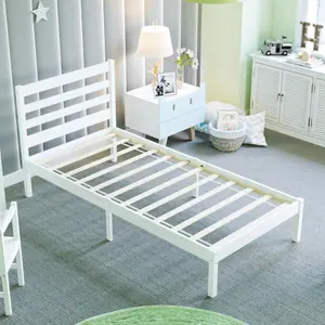 Junior Vida Libra White Single Wooden Childrens Bed Frame, 190 x 90cm