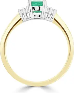 Emerald 0.65Ct And Diamond 9K Gold Ring