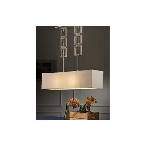 Luminosa Gea Wood Bar Pendant Ceiling Light, Fabric Shade