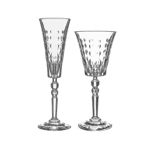 RCR Crystal - Marilyn Stemware Set - Modern Cut Glass Stemware Goblets - 12pc