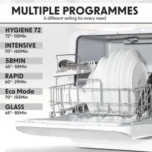 Baridi 3 Place Settings Mini Portable Tabletop Dishwasher, 7 Wash Functions