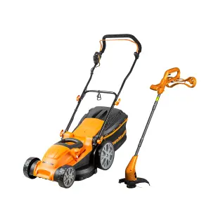 LawnMaster 1800W 40cm Electric Lawnmower with Rear Roller and 350W 2-in-1 Grass Trimmer and Edger - 2 Year Guarantee